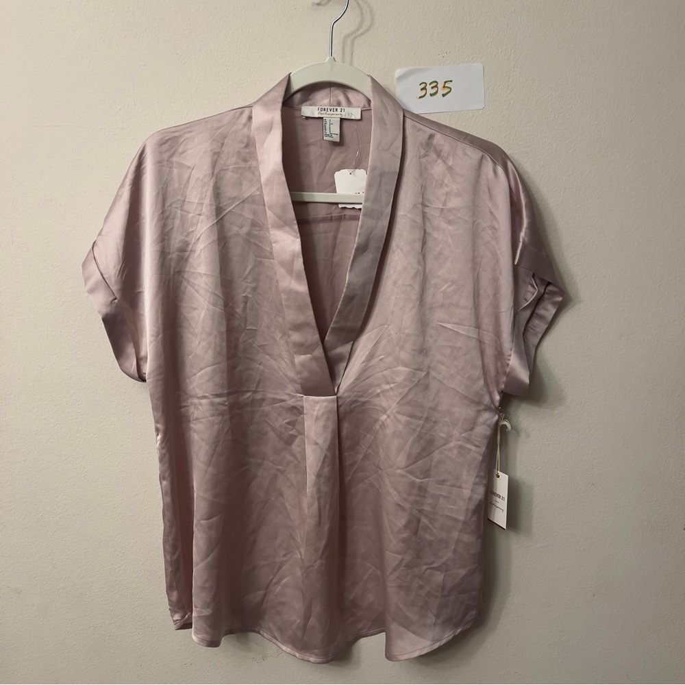 Forever 21 Pink Dolman Sleeve Blouse with Mandarin Collar